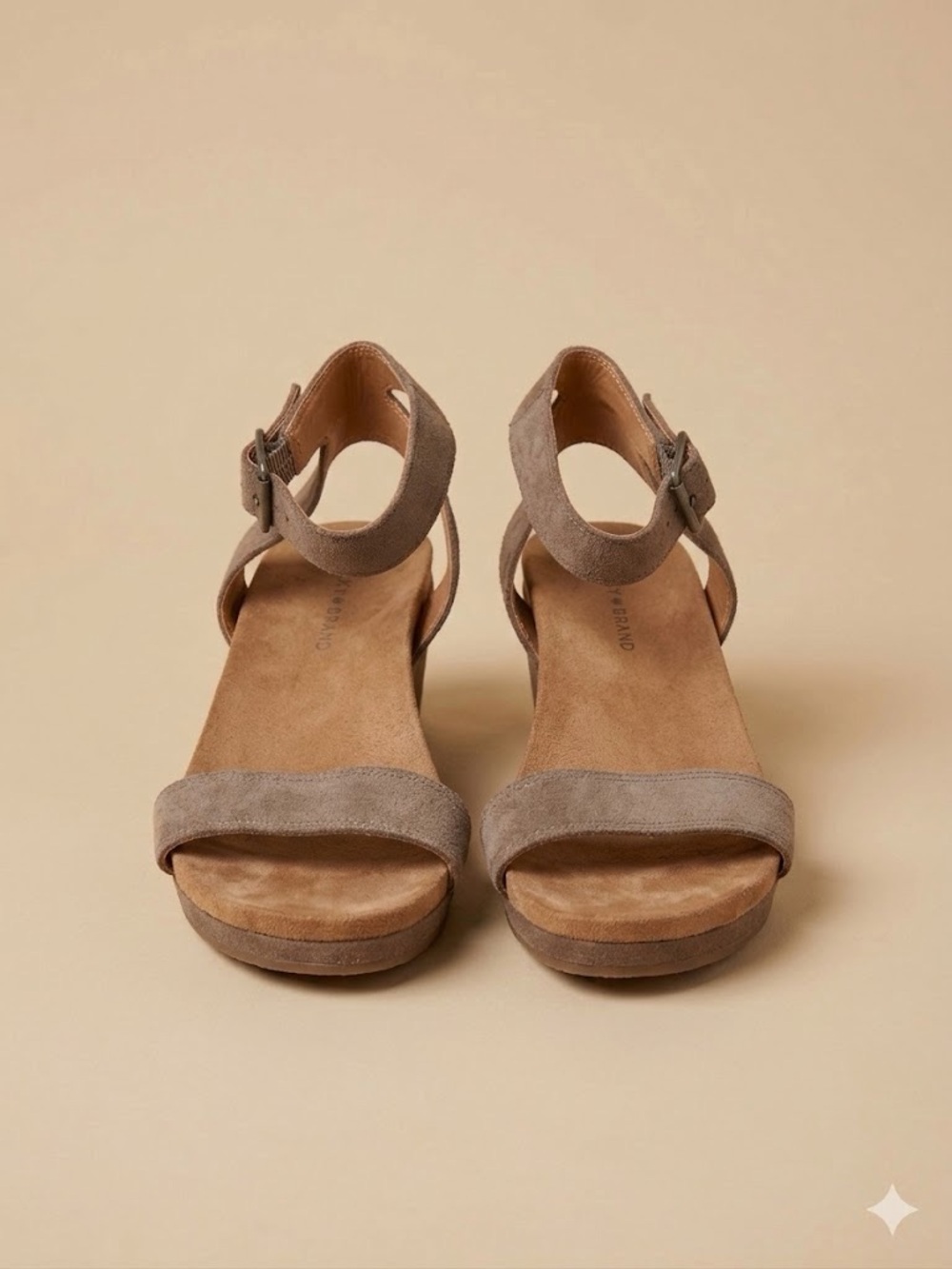Lucky Brand Taupe Suede Ankle-Strap Sandals
